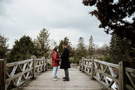 Botanical gardens surprise proposal; John KOO Photography; Lorena and Christian's Montreal surprise proposal photographer; MTL surprise marriage proposal photo; Montreal Botanical Gardens portraits