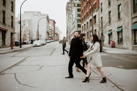 Hana and Nick's Montreal surprise proposal photographer; John KOO Photography; MTL surprise marriage proposal photo; Old Montreal Ferris Wheel surprise proposal; surprise proposal photography Old Montreal