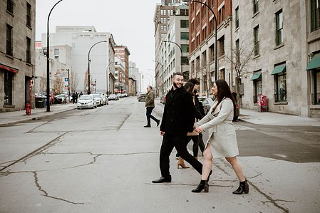 Hana and Nick's Montreal surprise proposal photographer; John KOO Photography; MTL surprise marriage proposal photo; Old Montreal Ferris Wheel surprise proposal; surprise proposal photography Old Montreal