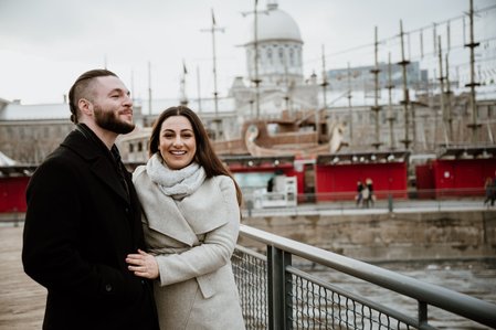 Hana and Nick's Montreal surprise proposal photographer; John KOO Photography; MTL surprise marriage proposal photo; Old Montreal Ferris Wheel surprise proposal; surprise proposal photography Old Montreal