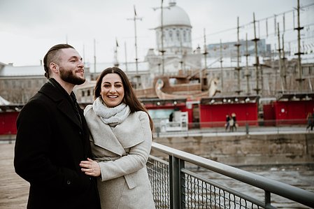 Hana and Nick's Montreal surprise proposal photographer; John KOO Photography; MTL surprise marriage proposal photo; Old Montreal Ferris Wheel surprise proposal; surprise proposal photography Old Montreal