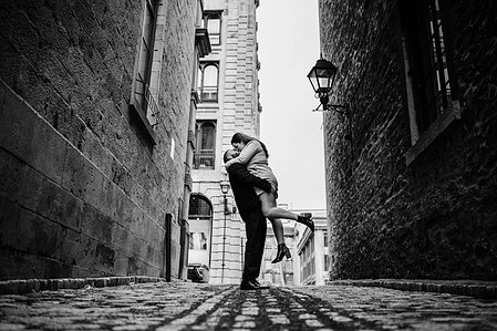 Hana and Nick's Montreal surprise proposal photographer; John KOO Photography; MTL surprise marriage proposal photo; Old Montreal Ferris Wheel surprise proposal; surprise proposal photography Old Montreal