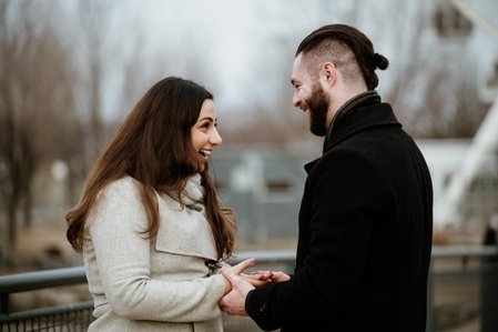Hana and Nick's Montreal surprise proposal photographer; John KOO Photography; MTL surprise marriage proposal photo; Old Montreal Ferris Wheel surprise proposal; surprise proposal photography Old Montreal