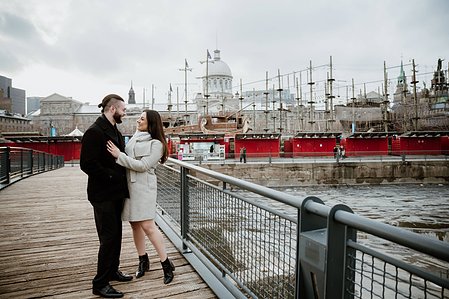 Hana and Nick's Montreal surprise proposal photographer; John KOO Photography; MTL surprise marriage proposal photo; Old Montreal Ferris Wheel surprise proposal; surprise proposal photography Old Montreal