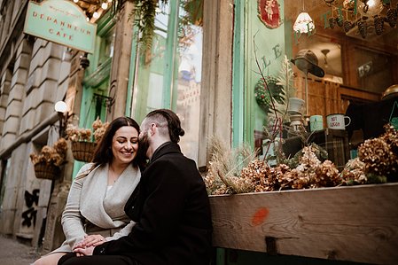 Hana and Nick's Montreal surprise proposal photographer; John KOO Photography; MTL surprise marriage proposal photo; Old Montreal Ferris Wheel surprise proposal; surprise proposal photography Old Montreal
