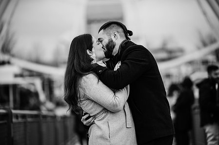 Hana and Nick's Montreal surprise proposal photographer; John KOO Photography; MTL surprise marriage proposal photo; Old Montreal Ferris Wheel surprise proposal; surprise proposal photography Old Montreal