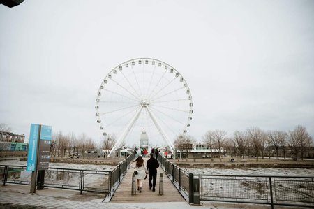 Hana and Nick's Montreal surprise proposal photographer; John KOO Photography; MTL surprise marriage proposal photo; Old Montreal Ferris Wheel surprise proposal; surprise proposal photography Old Montreal