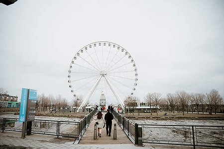 Hana and Nick's Montreal surprise proposal photographer; John KOO Photography; MTL surprise marriage proposal photo; Old Montreal Ferris Wheel surprise proposal; surprise proposal photography Old Montreal