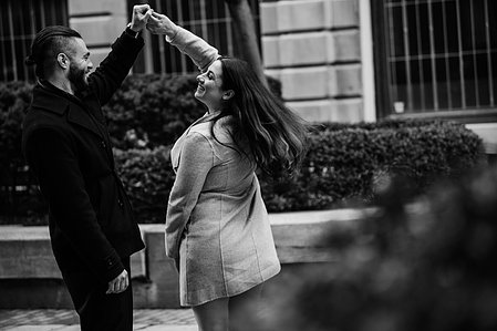 Hana and Nick's Montreal surprise proposal photographer; John KOO Photography; MTL surprise marriage proposal photo; Old Montreal Ferris Wheel surprise proposal; surprise proposal photography Old Montreal