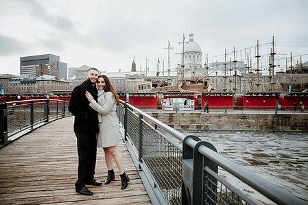 Hana and Nick's Montreal surprise proposal photographer; John KOO Photography; MTL surprise marriage proposal photo; Old Montreal Ferris Wheel surprise proposal; surprise proposal photography Old Montreal