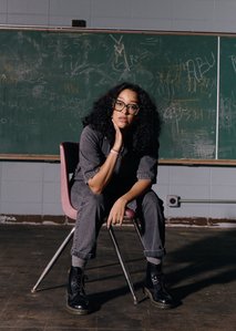 Eve Ewing at Overton Elementary School in Chicago, I.L. on Dec. 16, 2024. (Chicago Magazine)