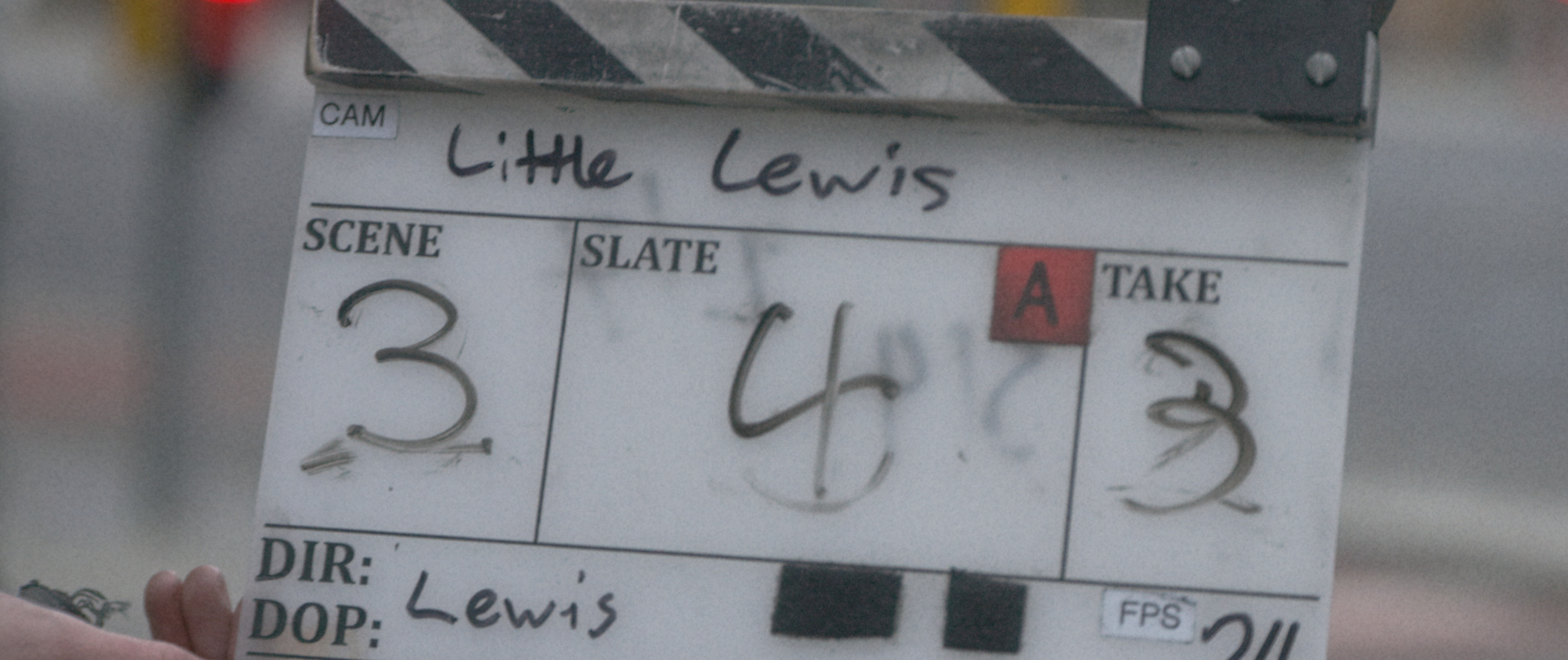 Clapper from B.T.S. on short film Little Lewis.