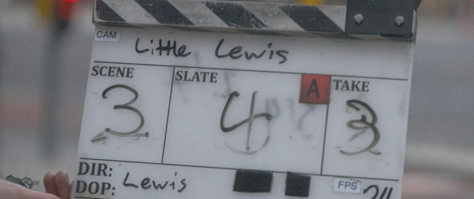 Clapper from B.T.S. on short film Little Lewis.
