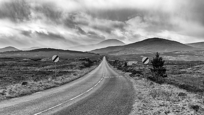 The A859 road, Kintarvie, Isle of Lewis, Scotland, Outer Hebrides.