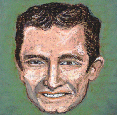 A crayon drawing of Johnny Cash.