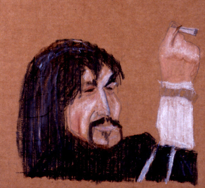 A crayon drawing of Waylon Jennings.