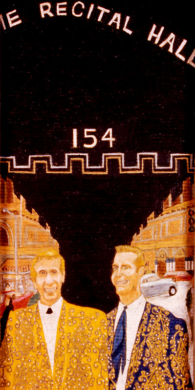 A crayon drawing of Buck Owens and a Buckaroo.