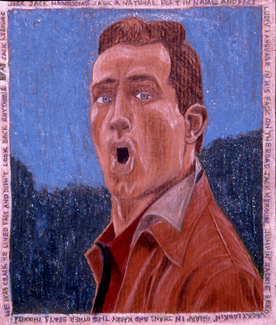 A crayon drawing of Jack Kerouac.