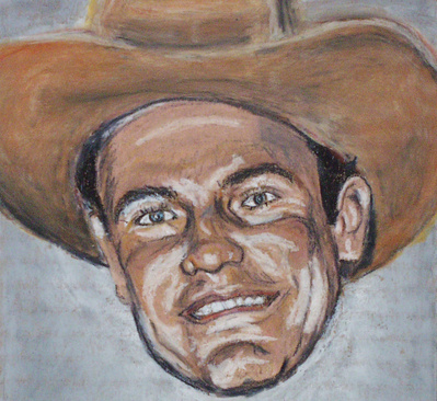 A crayon drawing of Lefty Frizzell. 