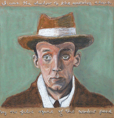 A crayon drawing of Vladimir Nabokov as a young man.