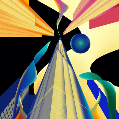 A bold and abstract artwork.