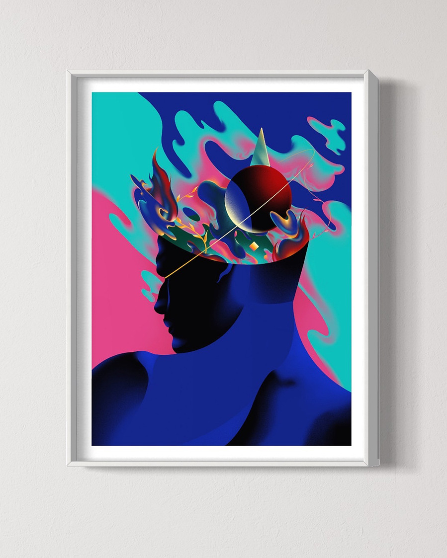 A blue coloured artwork.