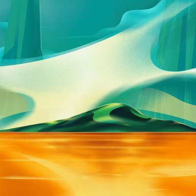 A scenic artwork depicting a landscape.
