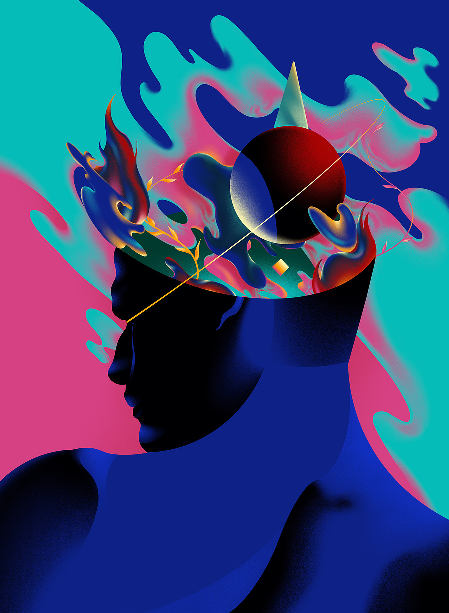 A blue coloured artwork.