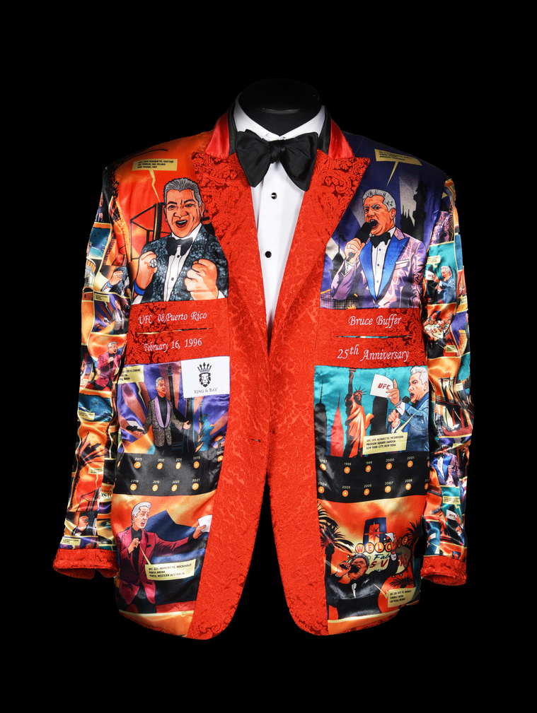A comic inspired interior lining for a men's suit jacket.