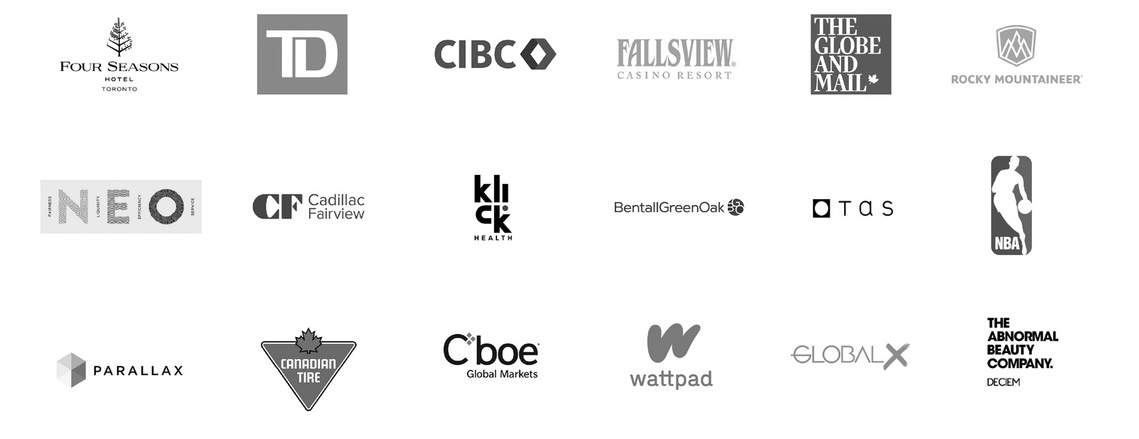 A series of company logos.