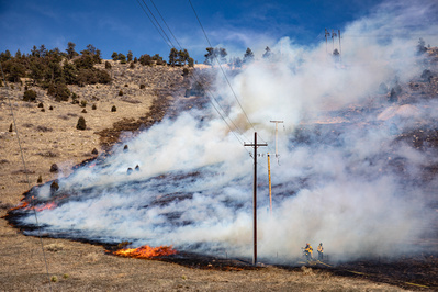 Wildfire in Colorado Wildland firefighters battling fire