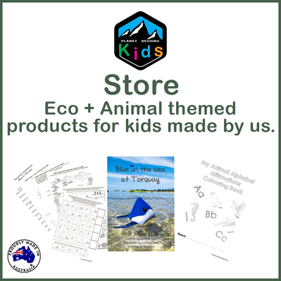 Planet Designs Kids Store has eco & animal themed products for kids made by us. These include digital downloads of children's books, colouring activities and Kids Affirmation PDFs.