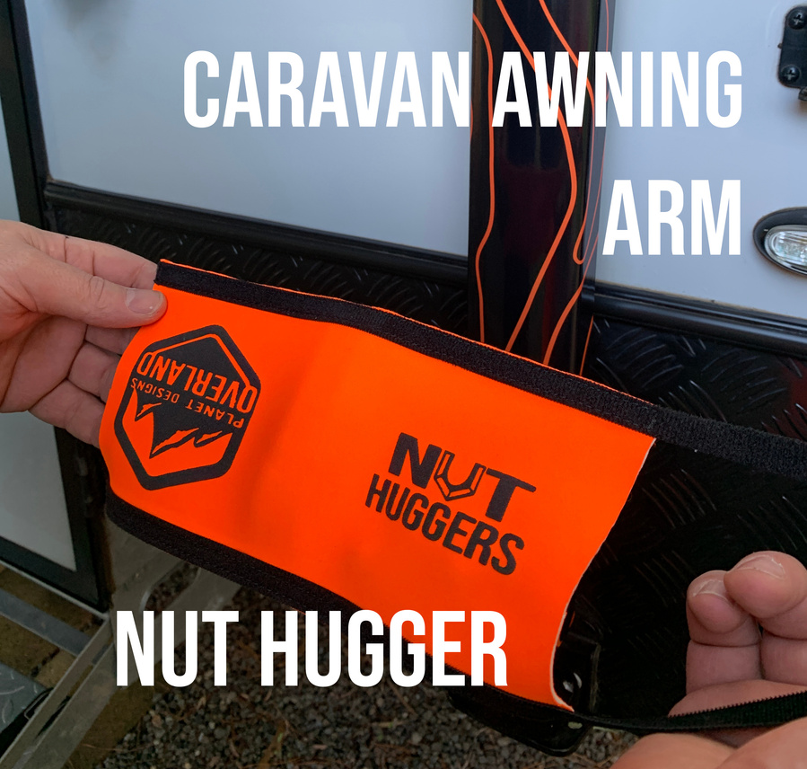 Nut Huggers designed for caravan awning arm locking knob are designed by Planet Designs Overland made in Australia. Instructions to put on caravan awning arm.