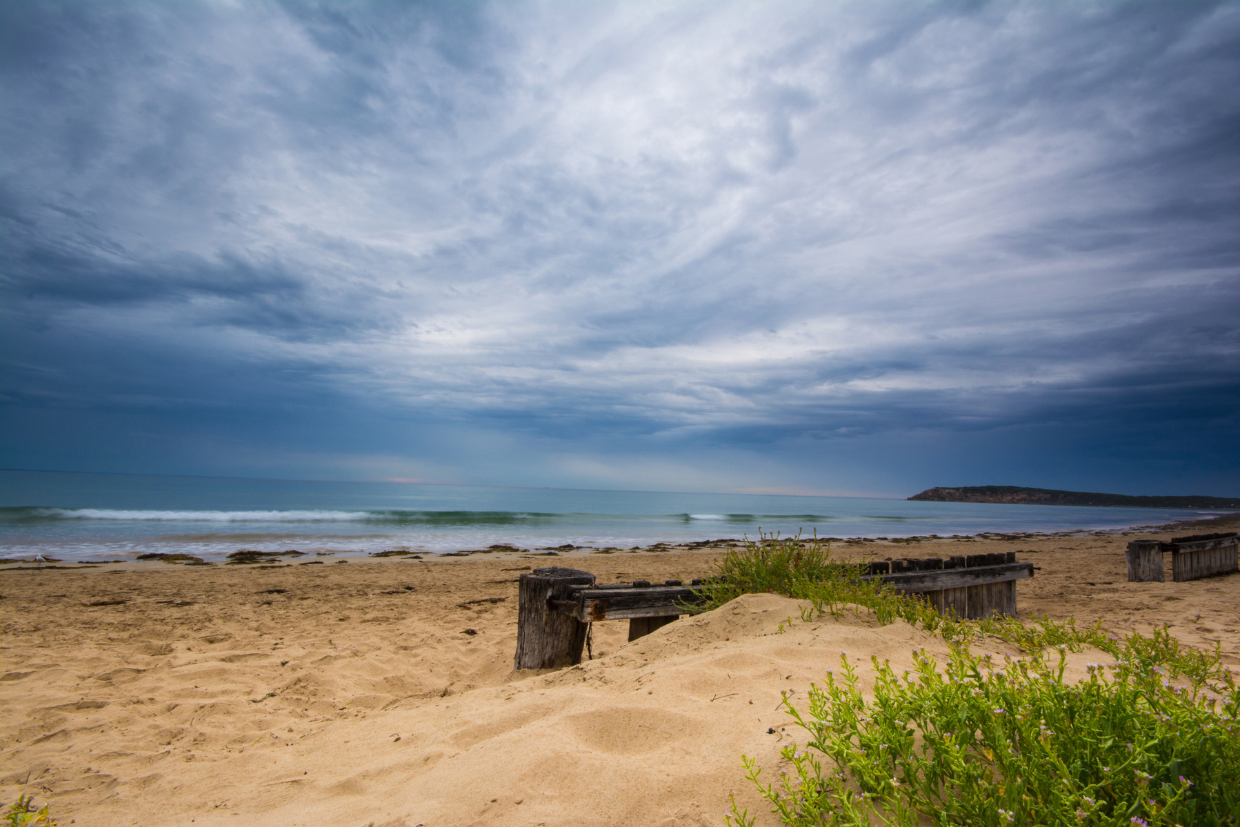Beach at Ocean Grove Victoria with stormy sky. Photo taken by planetdesigns.net