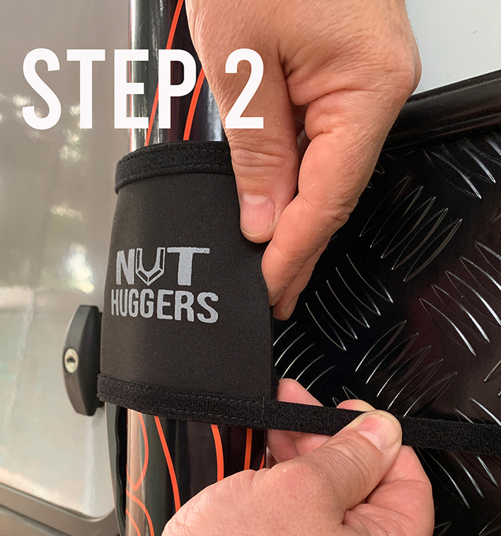 Nut Huggers designed for caravan awning arm locking knob are designed by Planet Designs Overland made in Australia. Instructions to put on caravan awning arm. Step 2.