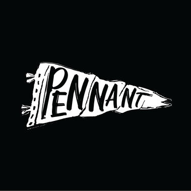 A white pennant flag illustration on a black background, 