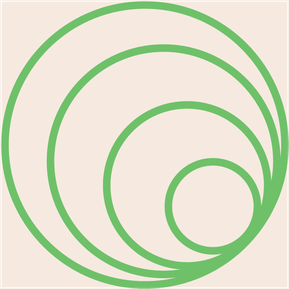 Green concentric circle pattern on an off white background.
