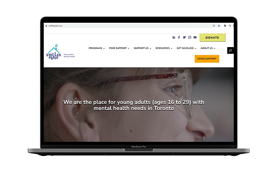 Web UX/UI design for Stella's Place — picturing their home page.