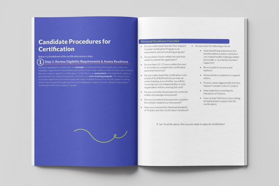 Another open spread design of the handbook.