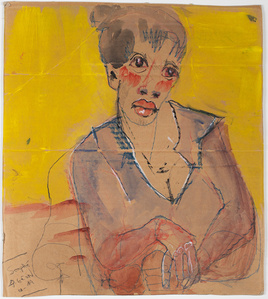 Portrait Sherine - Gouache sur carton - Sophie Pigeon - Artiste Sculpteur © copyright 2020