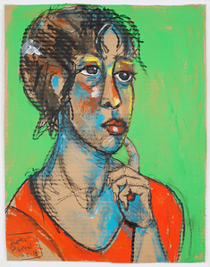 ​Portrait Sherine - Gouache sur carton - Sophie Pigeon - Artiste Sculpteur © copyright 2020