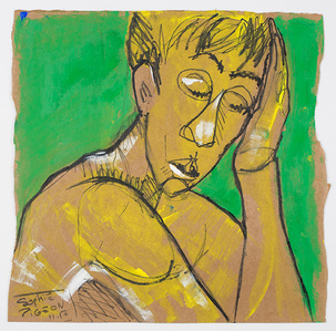​Portrait Virginie - Gouache sur carton - Sophie Pigeon - Artiste Sculpteur © copyright 2020
