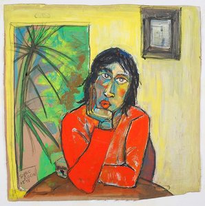 ​Portrait Sherine - Gouache sur carton - Sophie Pigeon - Artiste Sculpteur © copyright 2020