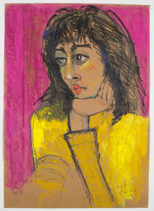 ​Portrait Sherine - Gouache sur carton - Sophie Pigeon - Artiste Sculpteur © copyright 2020