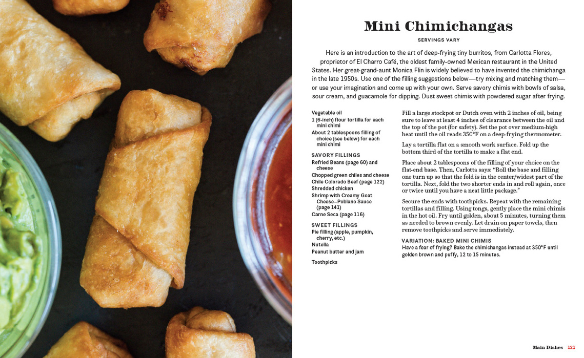 Taste of Tucson cookbook by Jackie Alpers mini chimis recipe spread
