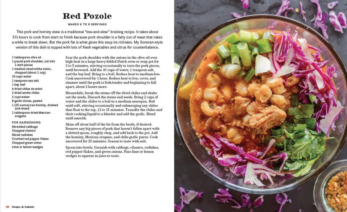 Recipe for Red Pozole from the Taste of Tucson cookbook by Sonoran food expert, recipe developer and food photographer Jackie Alpers.