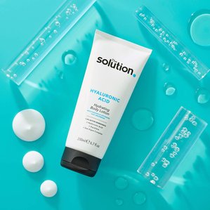 The Solution Hyaluronic acid body lotion. Photographed and styled by cosmetic photographer Tom Hargreaves in his studio in Exeter, Devon