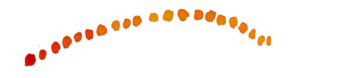 
Alt text: Sun Literary logo of suns as painted circles migrating across the page  in warm, ochre colors.
