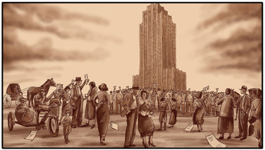 Sepia Toned Historical Street Scene Illustration for Video Opening Sequence
This sepia-toned illustration depicts a historical street scene, created for a video opening sequence. It captures the essence of the past, adding a nostalgic and authentic touch