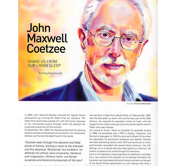 Award-Winning John Maxwell Coetzee Half-Page Portrait Illustration




